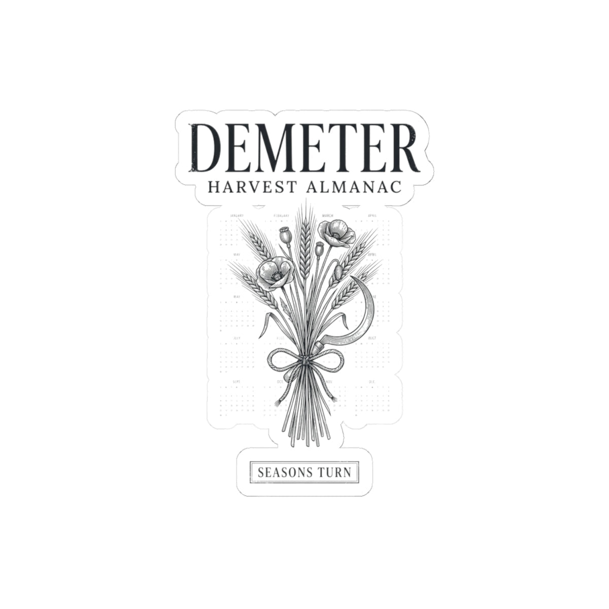 Demeter Harvest Almanac Kiss-Cut Stickers | Mythcore Greek Mythology - Velqono