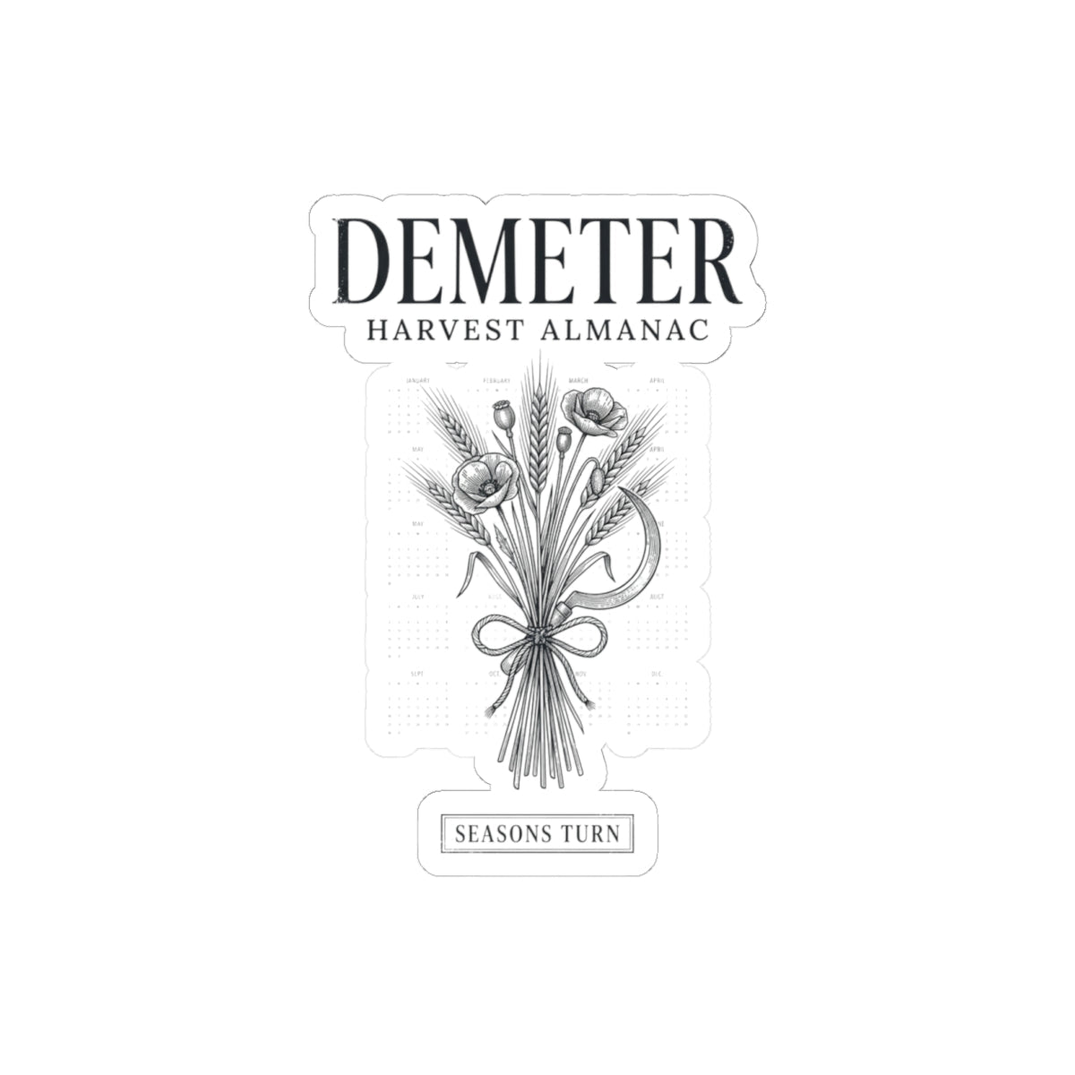 Demeter Harvest Almanac Kiss-Cut Stickers | Mythcore Greek Mythology - Velqono