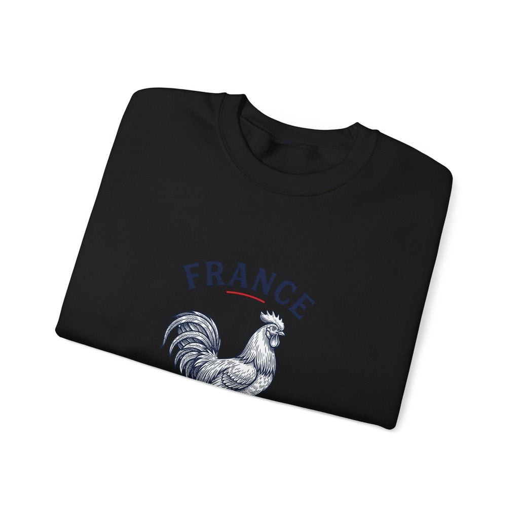 France Rooster Soccer Crewneck Sweatshirt | Football Pride, Flag Colors - Velqono