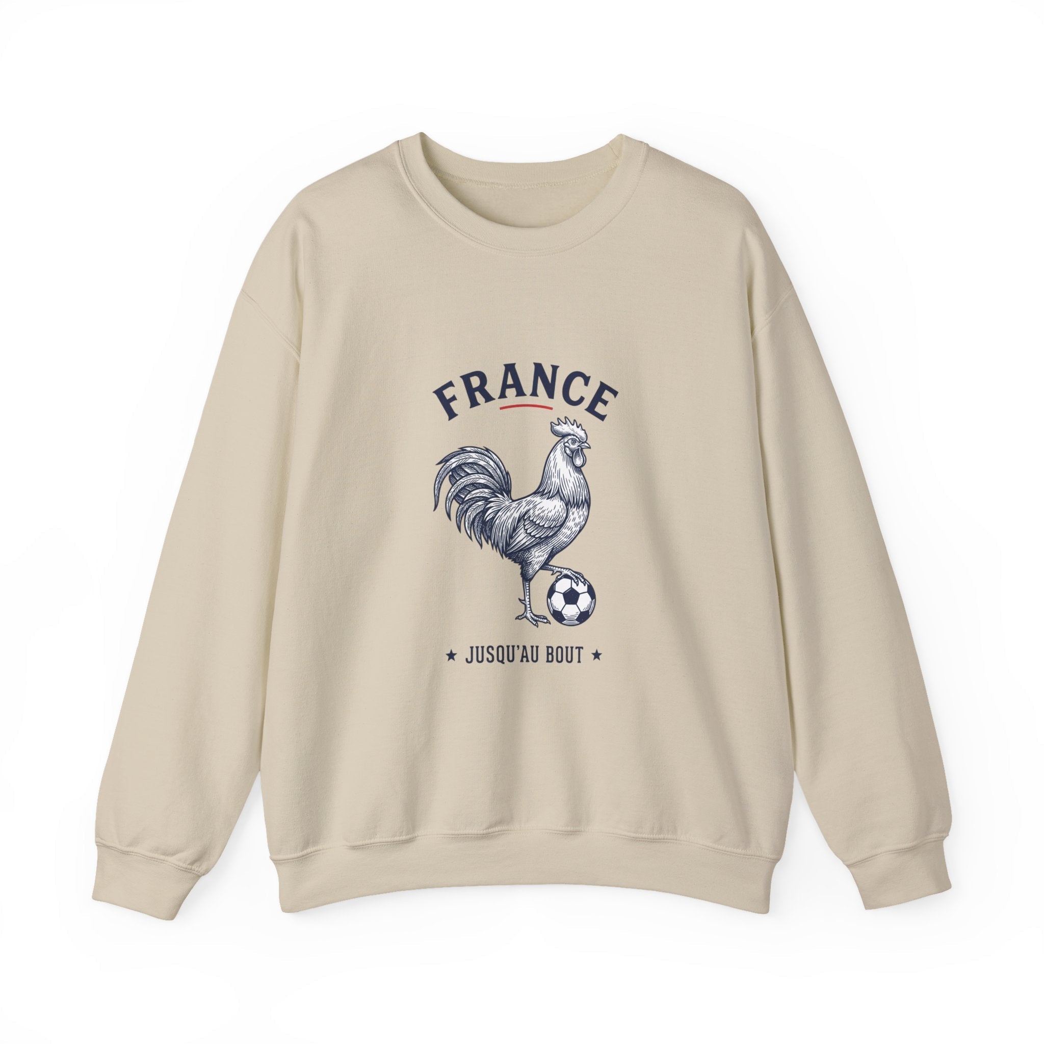 France Rooster Soccer Crewneck Sweatshirt | Football Pride, Flag Colors - Velqono