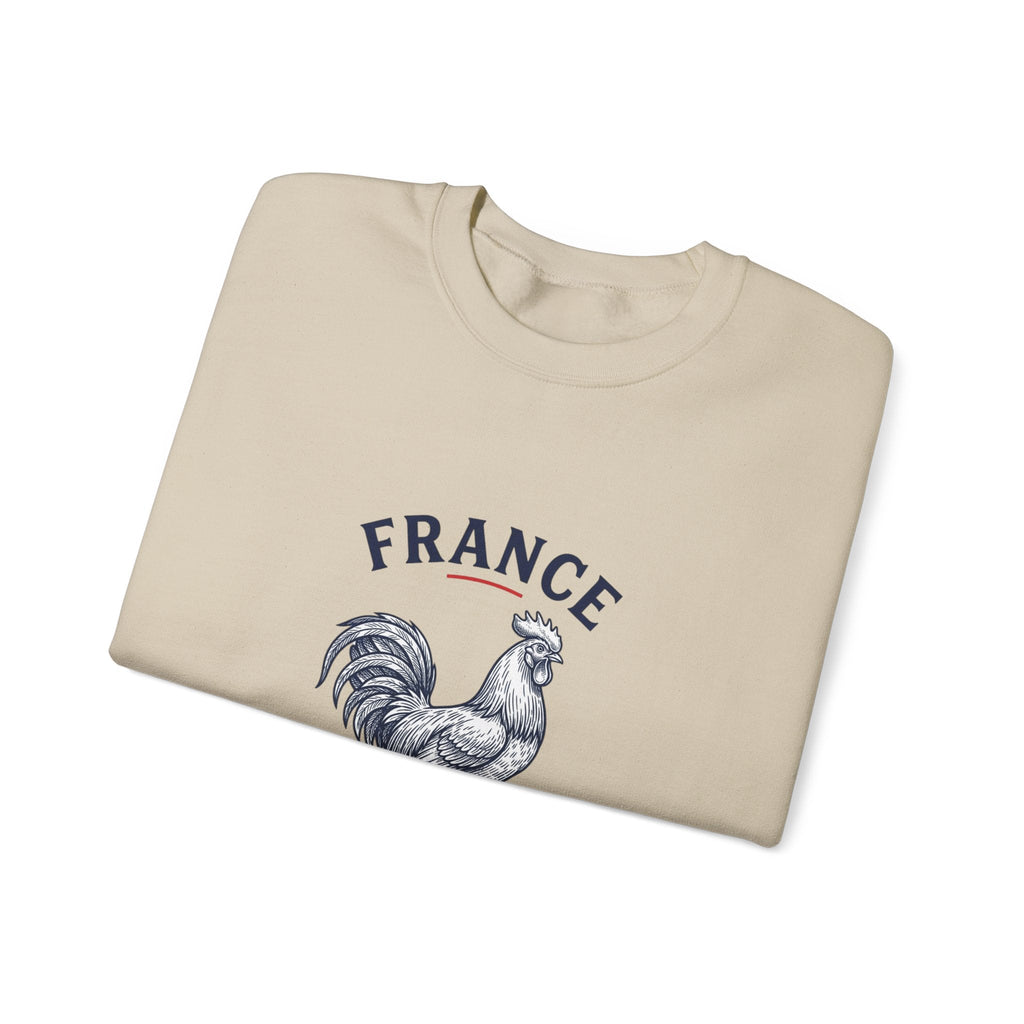 France Rooster Soccer Crewneck Sweatshirt | Football Pride, Flag Colors - Velqono