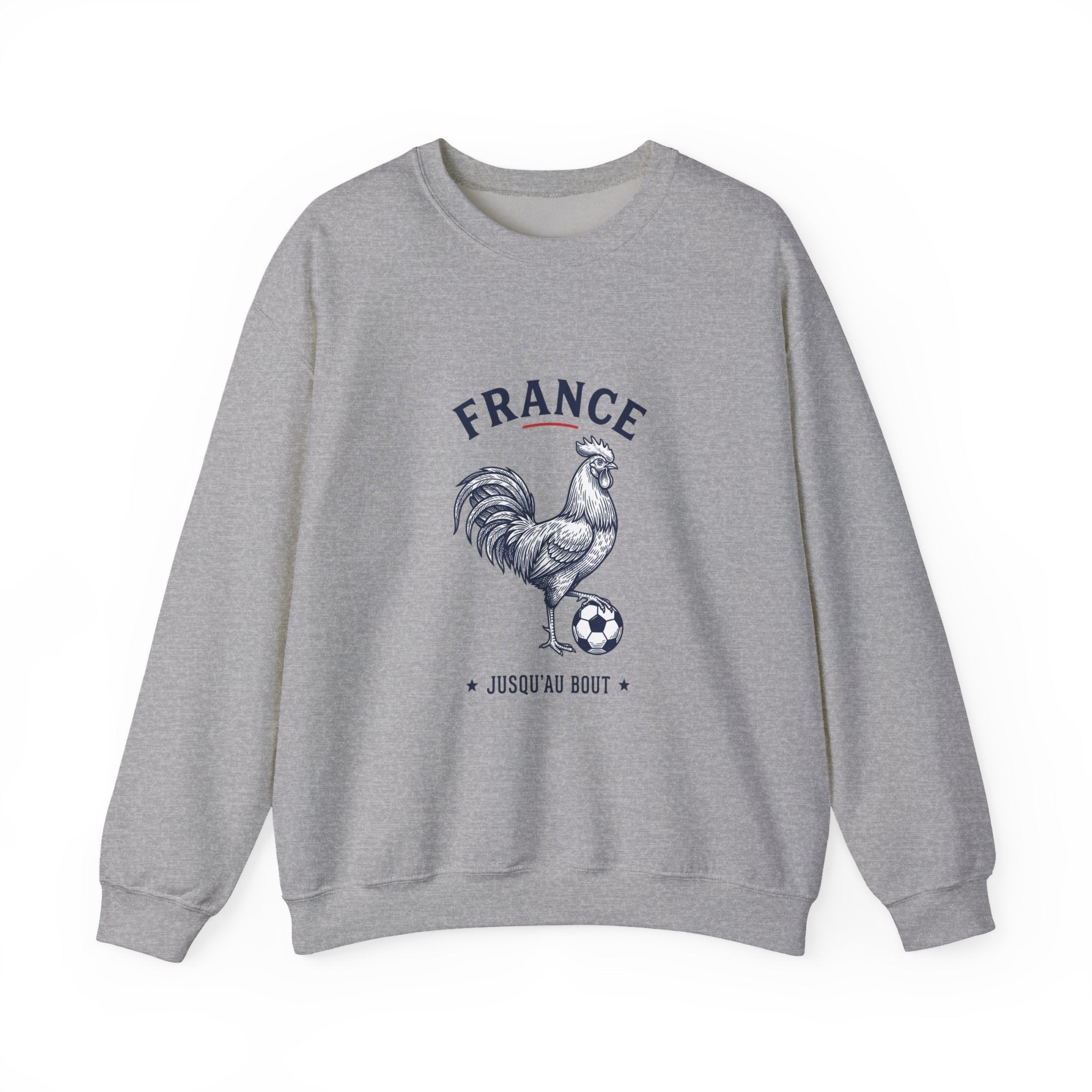 France Rooster Soccer Crewneck Sweatshirt | Football Pride, Flag Colors - Velqono