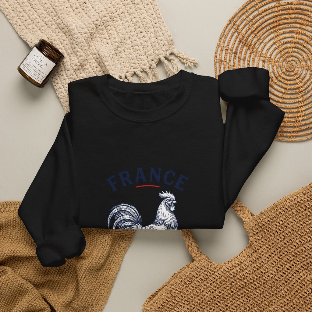 France Rooster Soccer Crewneck Sweatshirt | Football Pride, Flag Colors - Velqono