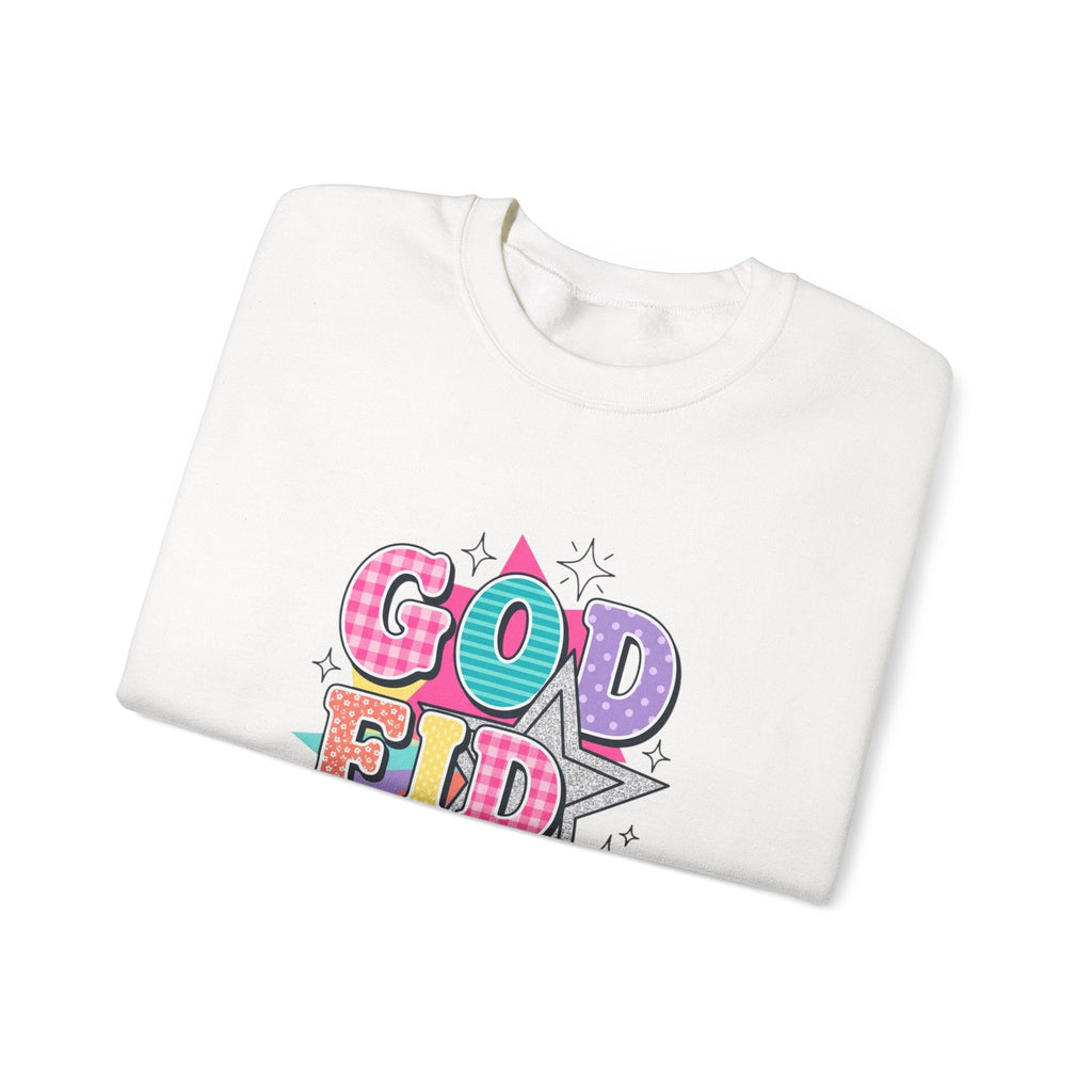Godfidence Sweatshirt | Christian Rainbow Scripture Quote, Playful Faith Typography - Velqono
