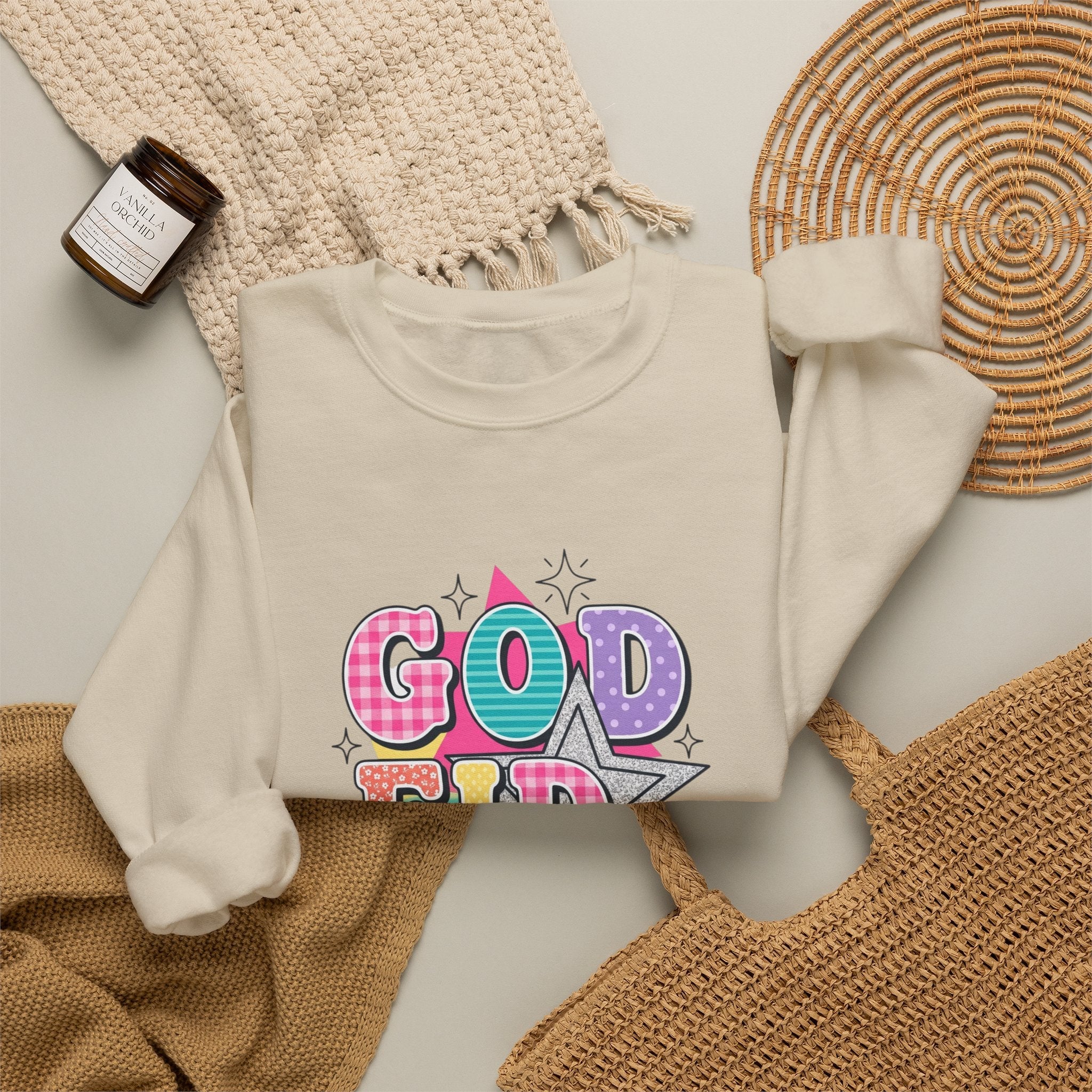 Godfidence Sweatshirt | Christian Rainbow Scripture Quote, Playful Faith Typography - Velqono