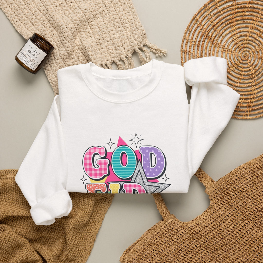 Godfidence Sweatshirt | Christian Rainbow Scripture Quote, Playful Faith Typography - Velqono