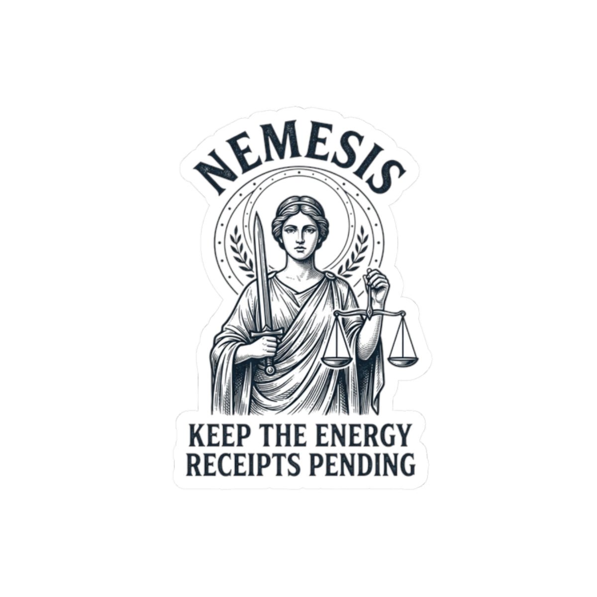 Nemesis Greek Mythology Sticker | Mythcore Dark Academia Kiss-Cut - Velqono