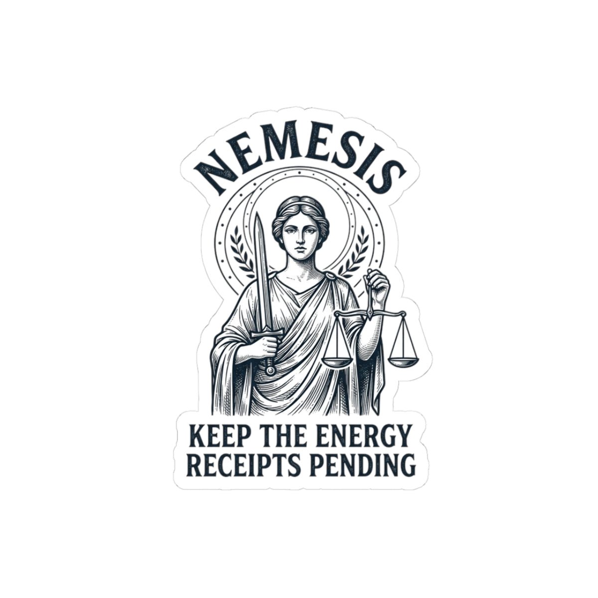 Nemesis Greek Mythology Sticker | Mythcore Dark Academia Kiss-Cut - Velqono