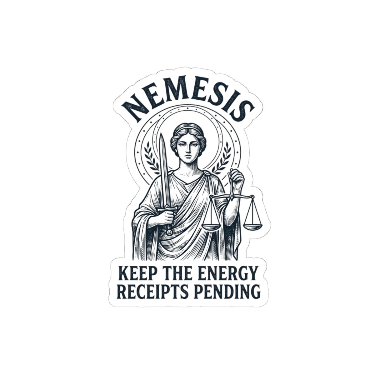 Nemesis Greek Mythology Sticker | Mythcore Dark Academia Kiss-Cut - Velqono