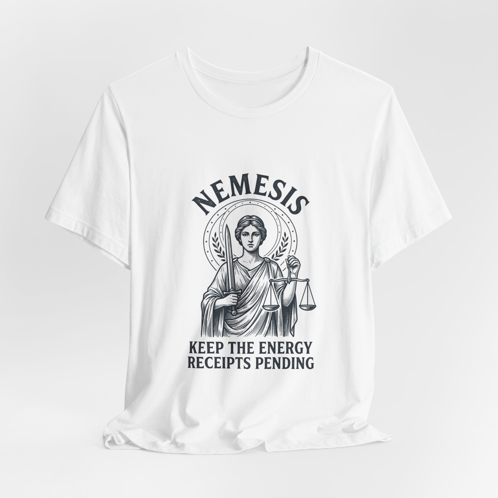 Nemesis Greek Mythology Tee | Mythcore Dark Academia Classical Art - Velqono