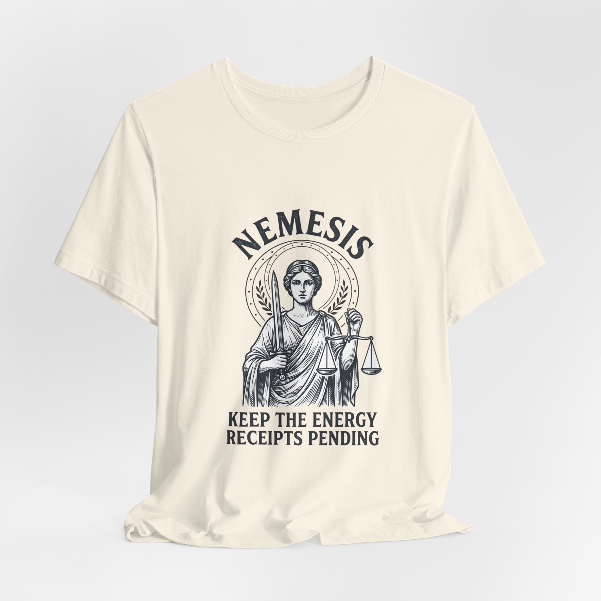 Nemesis Greek Mythology Tee | Mythcore Dark Academia Classical Art - Velqono