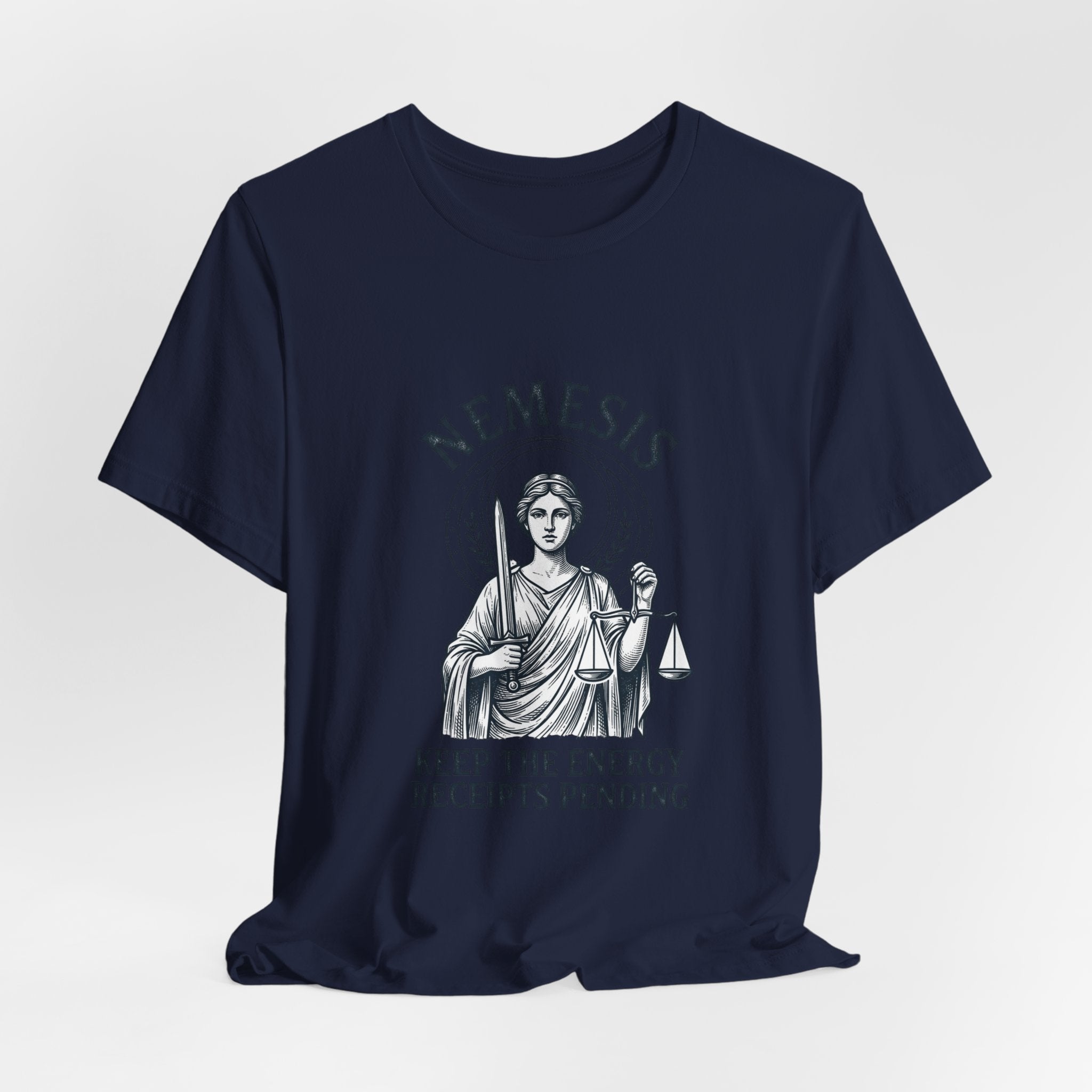 Nemesis Greek Mythology Tee | Mythcore Dark Academia Classical Art - Velqono