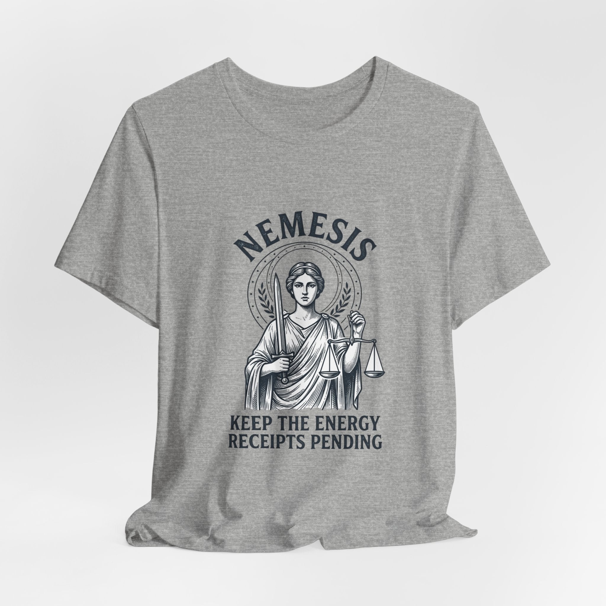 Nemesis Greek Mythology Tee | Mythcore Dark Academia Classical Art - Velqono