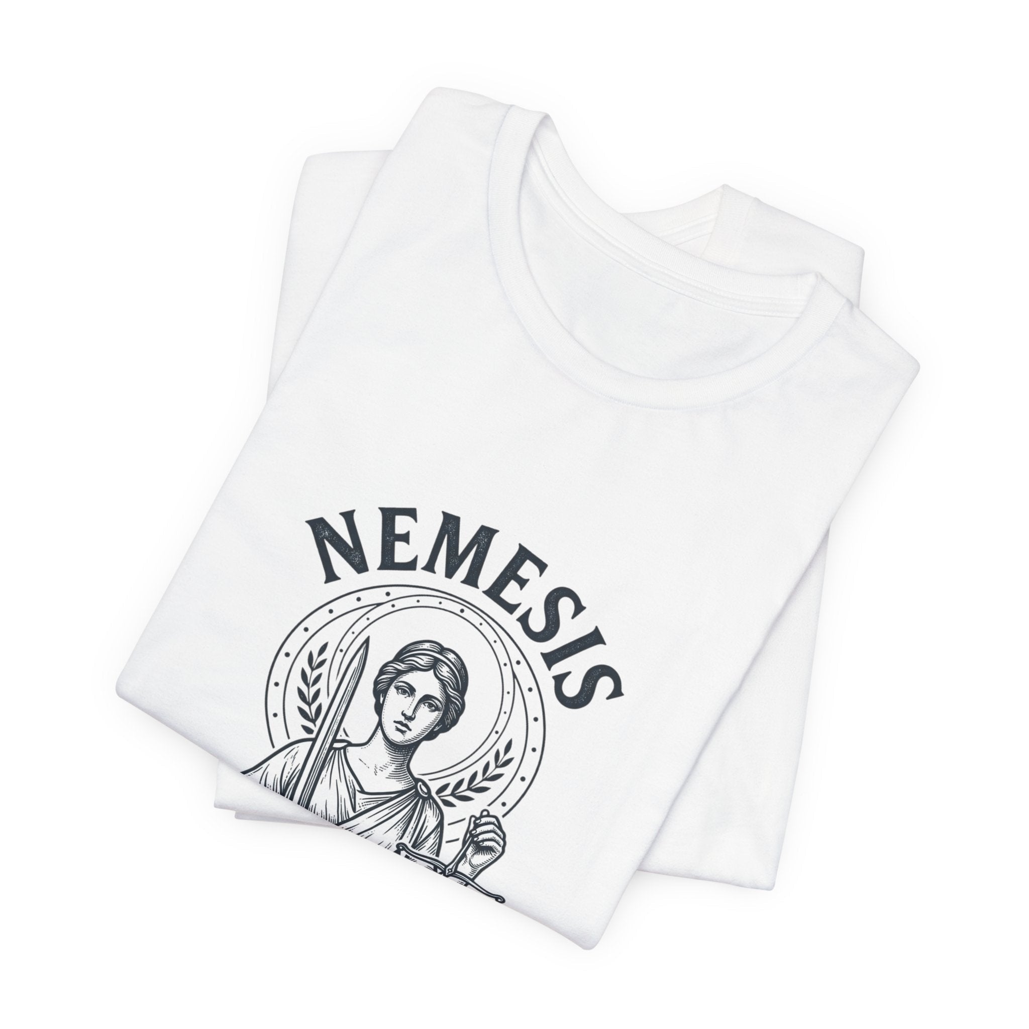 Nemesis Greek Mythology Tee | Mythcore Dark Academia Classical Art - Velqono