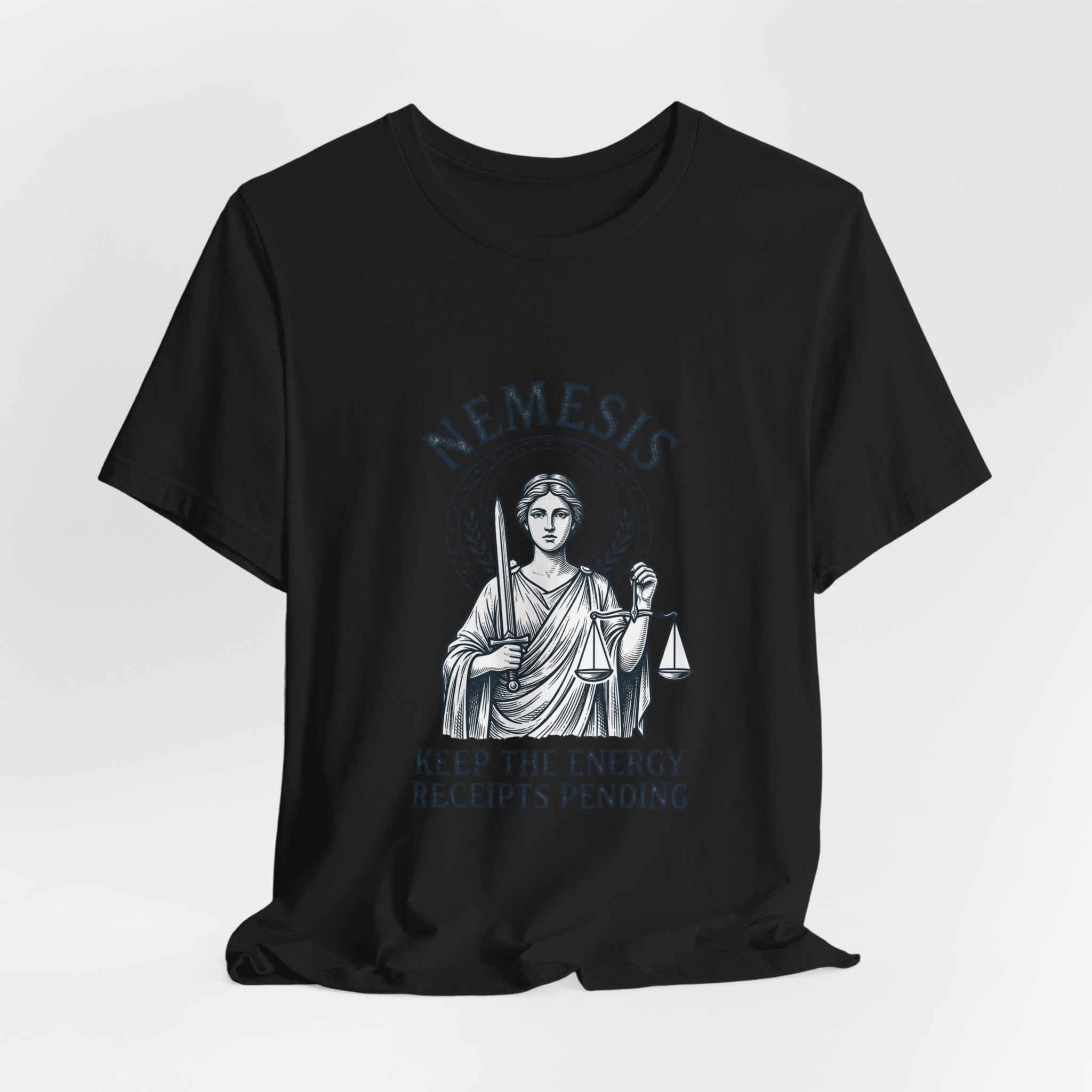 Nemesis Greek Mythology Tee | Mythcore Dark Academia Classical Art - Velqono