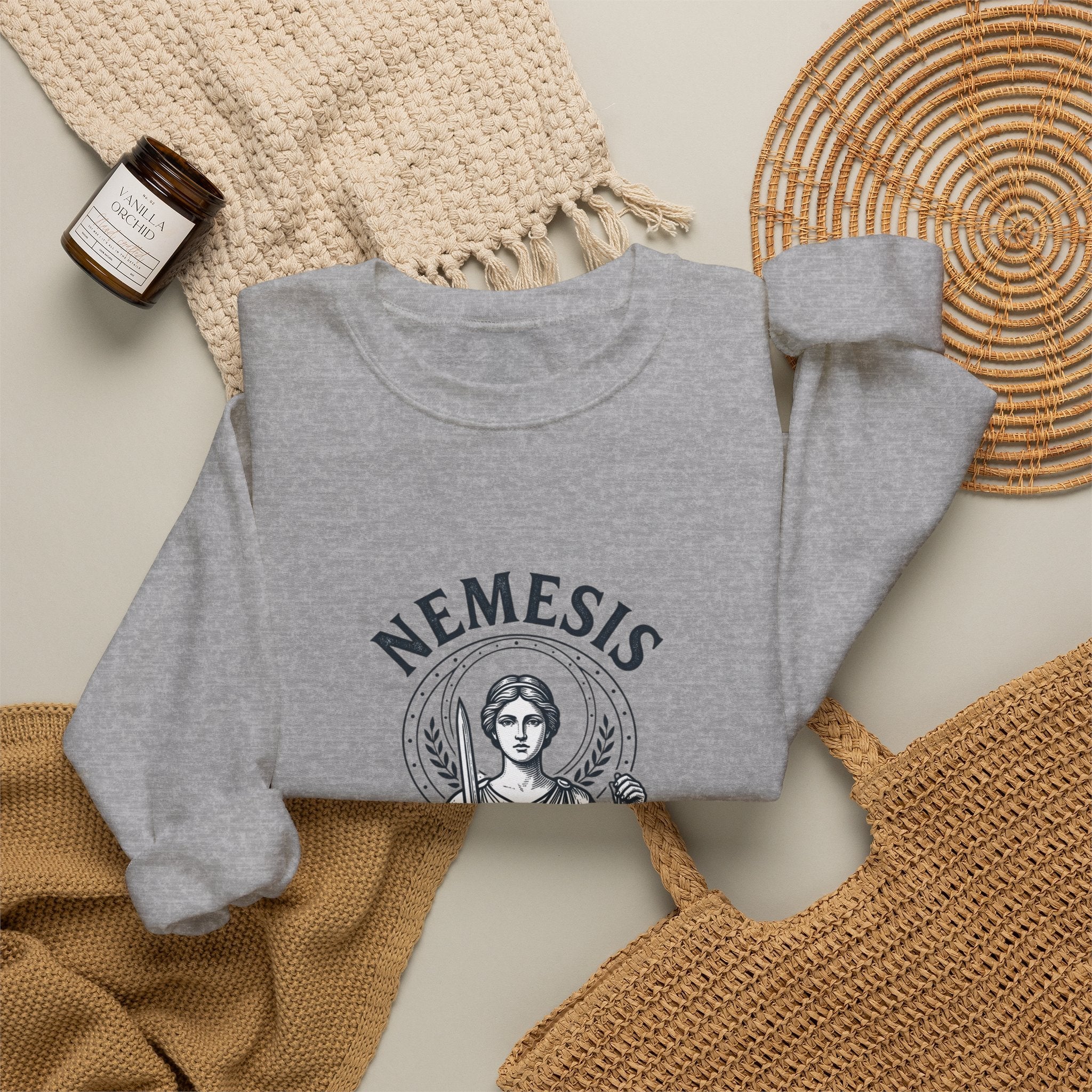 Nemesis Illustration Crewneck Sweatshirt | Greek Mythology, Mythcore - Velqono