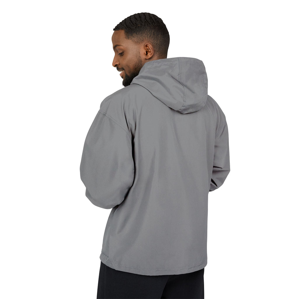 Packable Anorak Jacket - Lightweight Grey Windbreaker with Small White V Logo - Velqono
