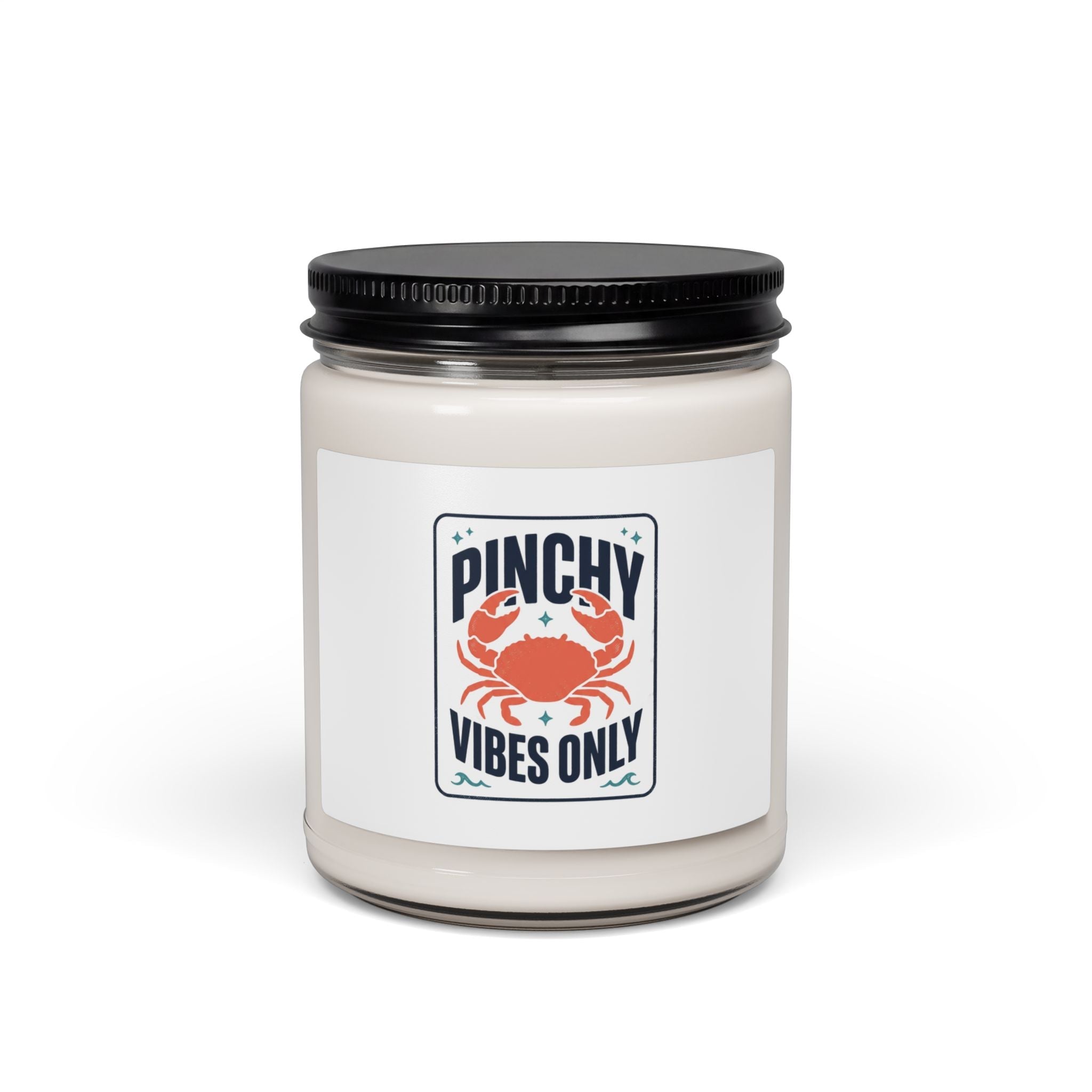 Pinchy Vibes Only Candle | Crab Cute Mood Humor, Coastal Soy - Velqono