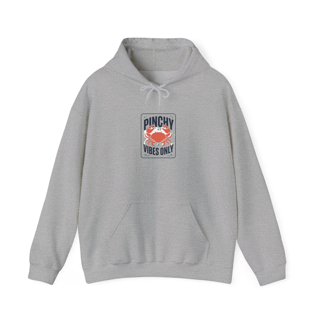 Pinchy Vibes Only Hoodie, Crab Humor Coastal Graphic - Velqono