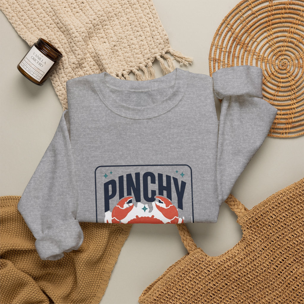 Pinchy Vibes Only Sweatshirt | Crab, Sarcastic Coastal Humor - Velqono