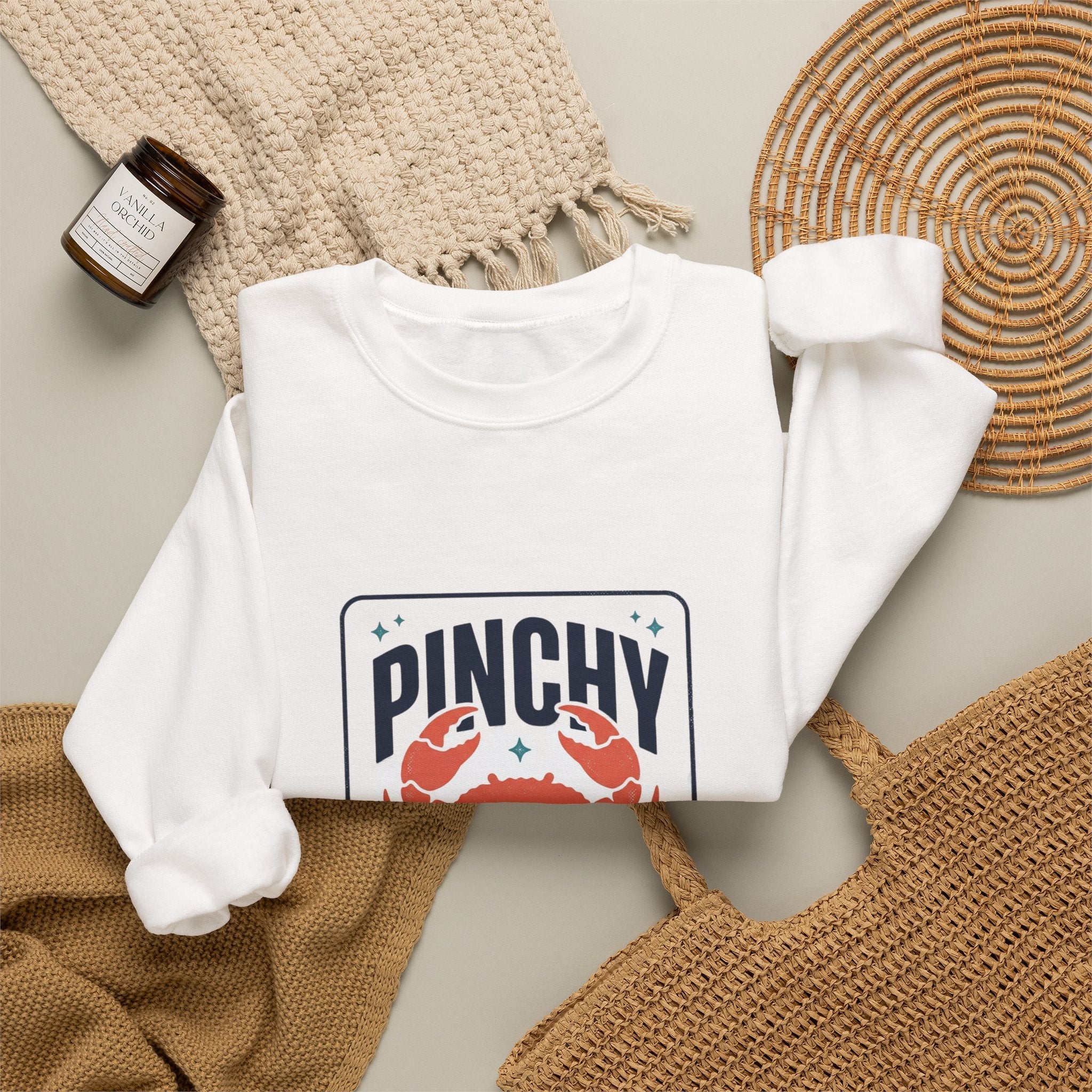 Pinchy Vibes Only Sweatshirt | Crab, Sarcastic Coastal Humor - Velqono