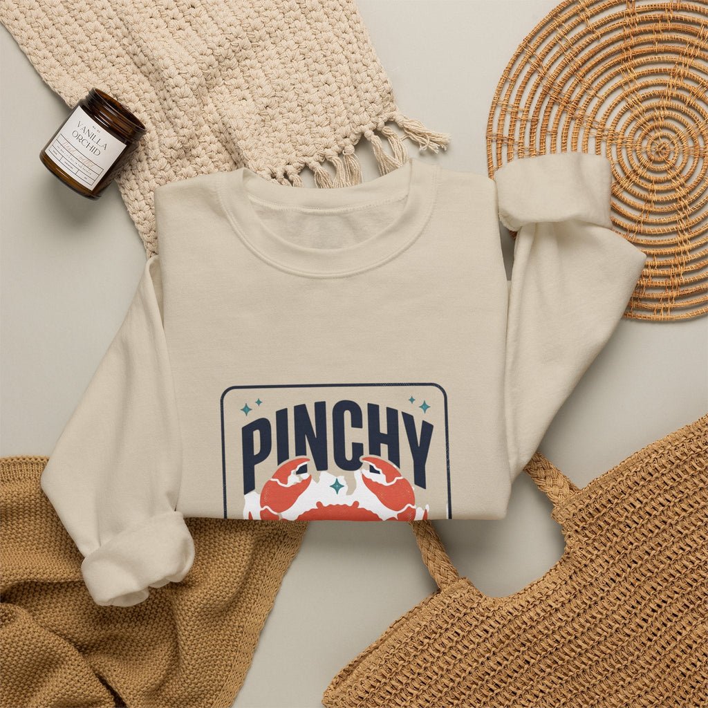 Pinchy Vibes Only Sweatshirt | Crab, Sarcastic Coastal Humor - Velqono