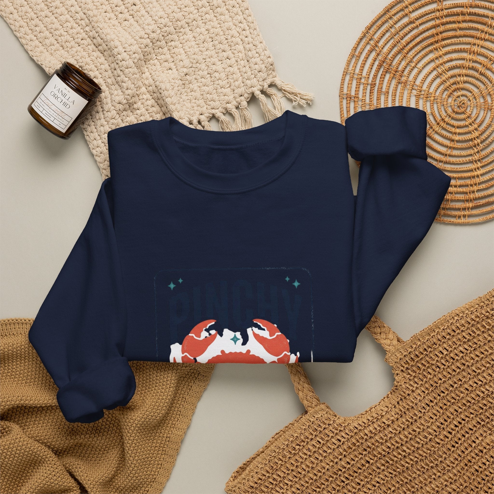 Pinchy Vibes Only Sweatshirt | Crab, Sarcastic Coastal Humor - Velqono