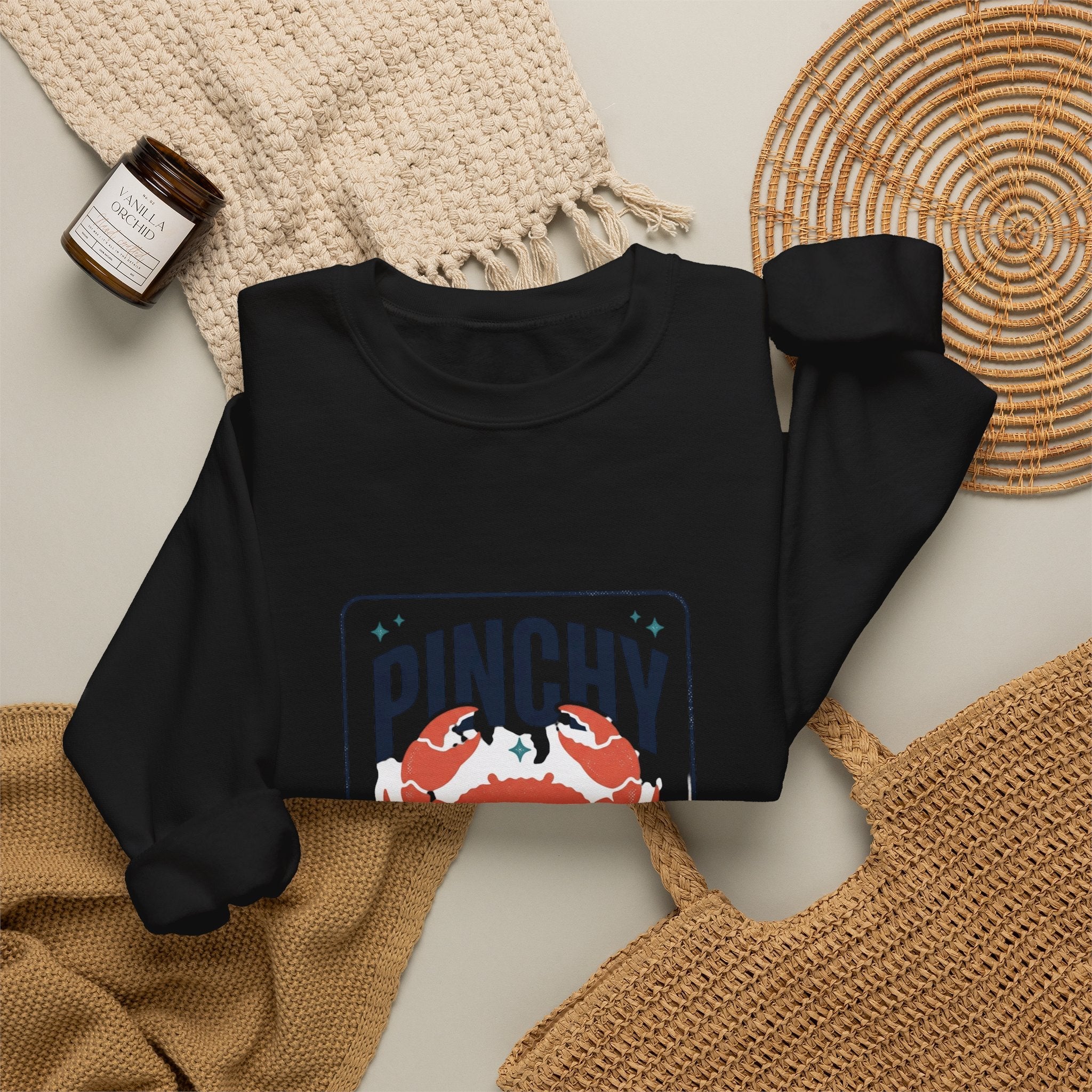 Pinchy Vibes Only Sweatshirt | Crab, Sarcastic Coastal Humor - Velqono