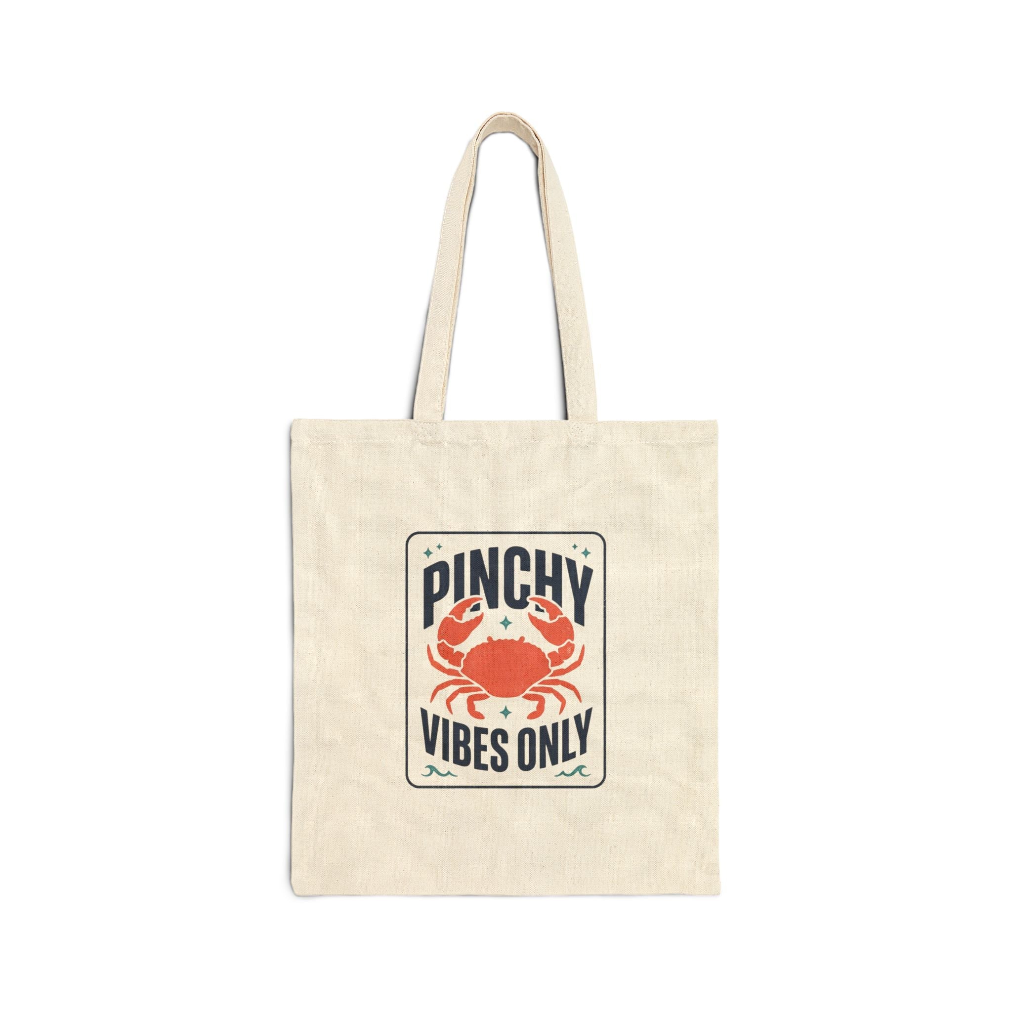 Pinchy Vibes Only Tote | Crab Illustration, Coastal Cute Humorous - Velqono