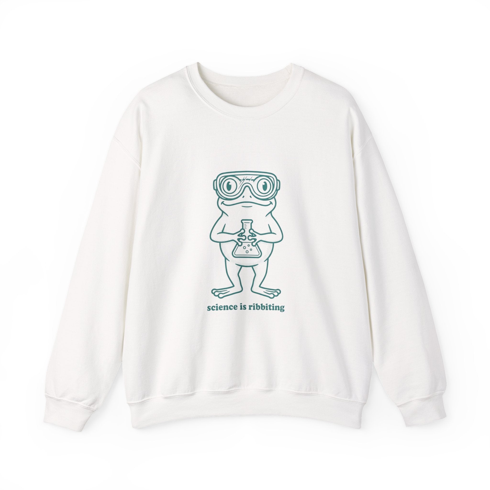Science Is Ribbiting Frog Graphic Sweatshirt | Science Humor, Lab Joke - Velqono