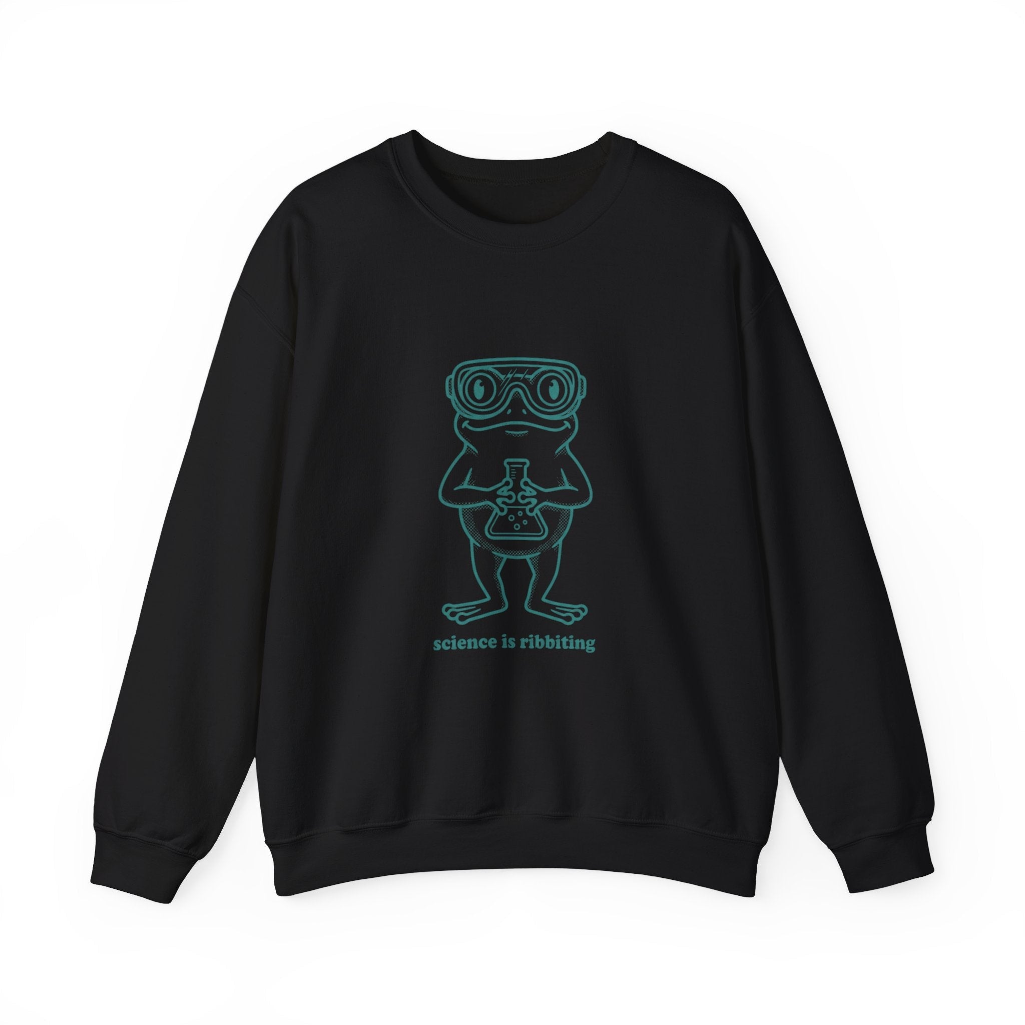 Science Is Ribbiting Frog Graphic Sweatshirt | Science Humor, Lab Joke - Velqono