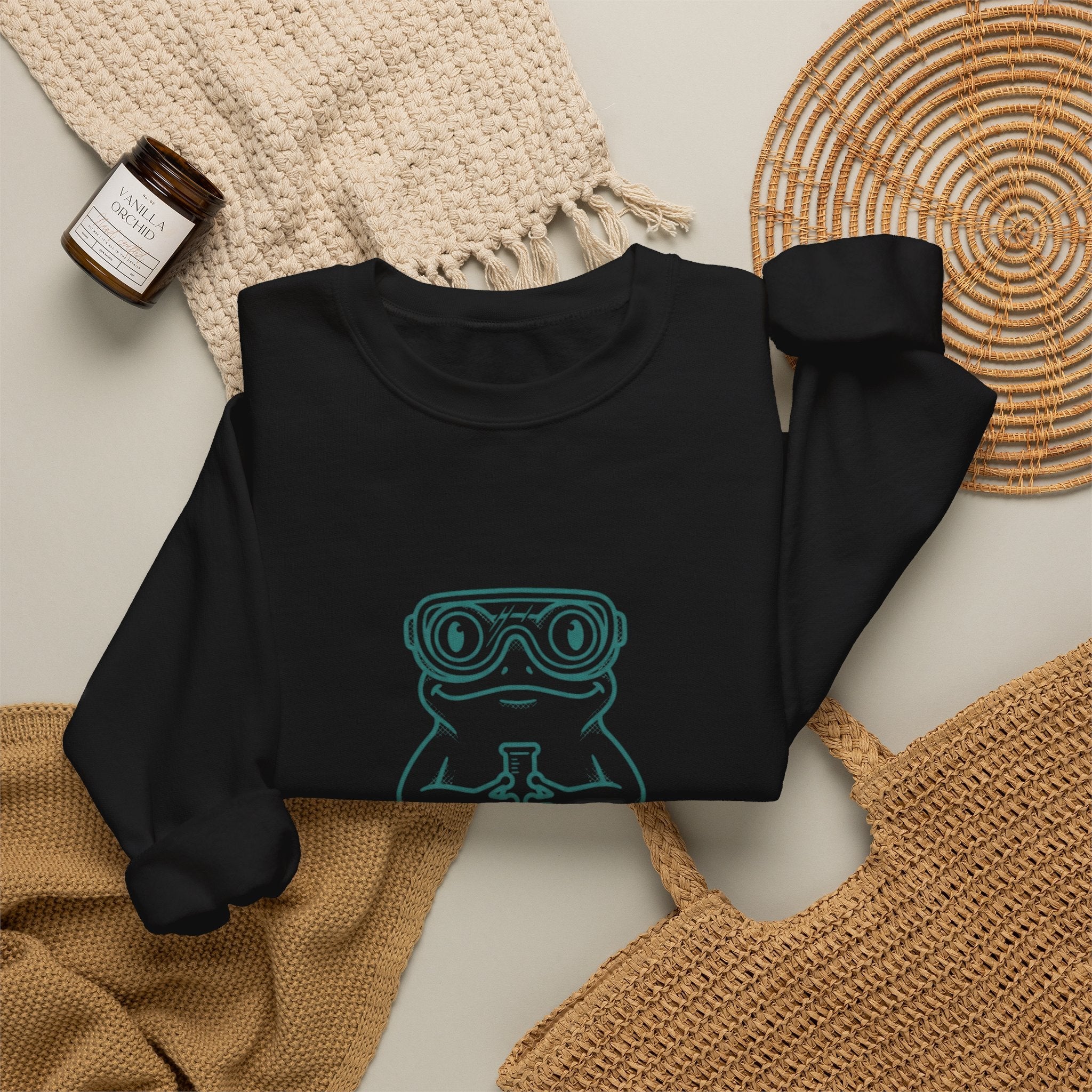 Science Is Ribbiting Frog Graphic Sweatshirt | Science Humor, Lab Joke - Velqono