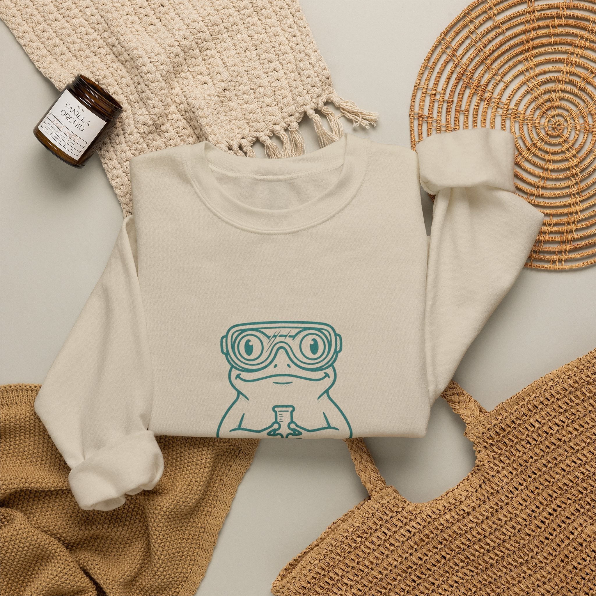 Science Is Ribbiting Frog Graphic Sweatshirt | Science Humor, Lab Joke - Velqono