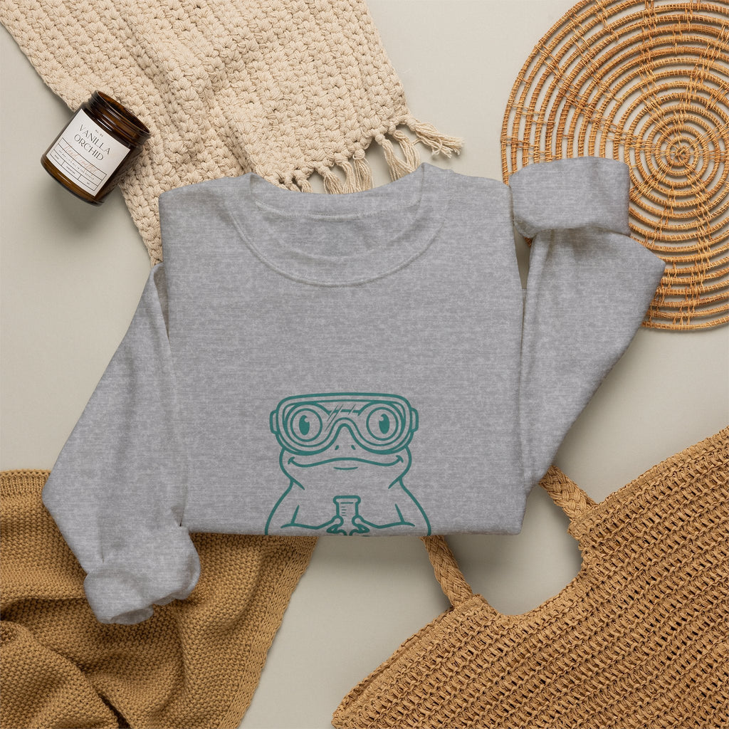 Science Is Ribbiting Frog Graphic Sweatshirt | Science Humor, Lab Joke - Velqono