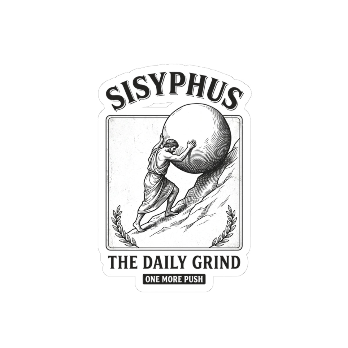 Sisyphus The Daily Grind Kiss-Cut Stickers | Mythcore Greek Mythology - Velqono