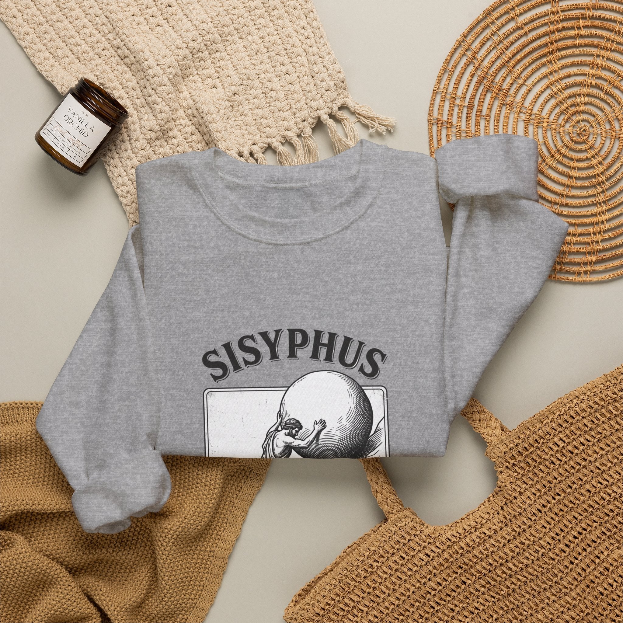 Sisyphus The Daily Grind Sweatshirt | Greek Mythology, Mythcore - Velqono