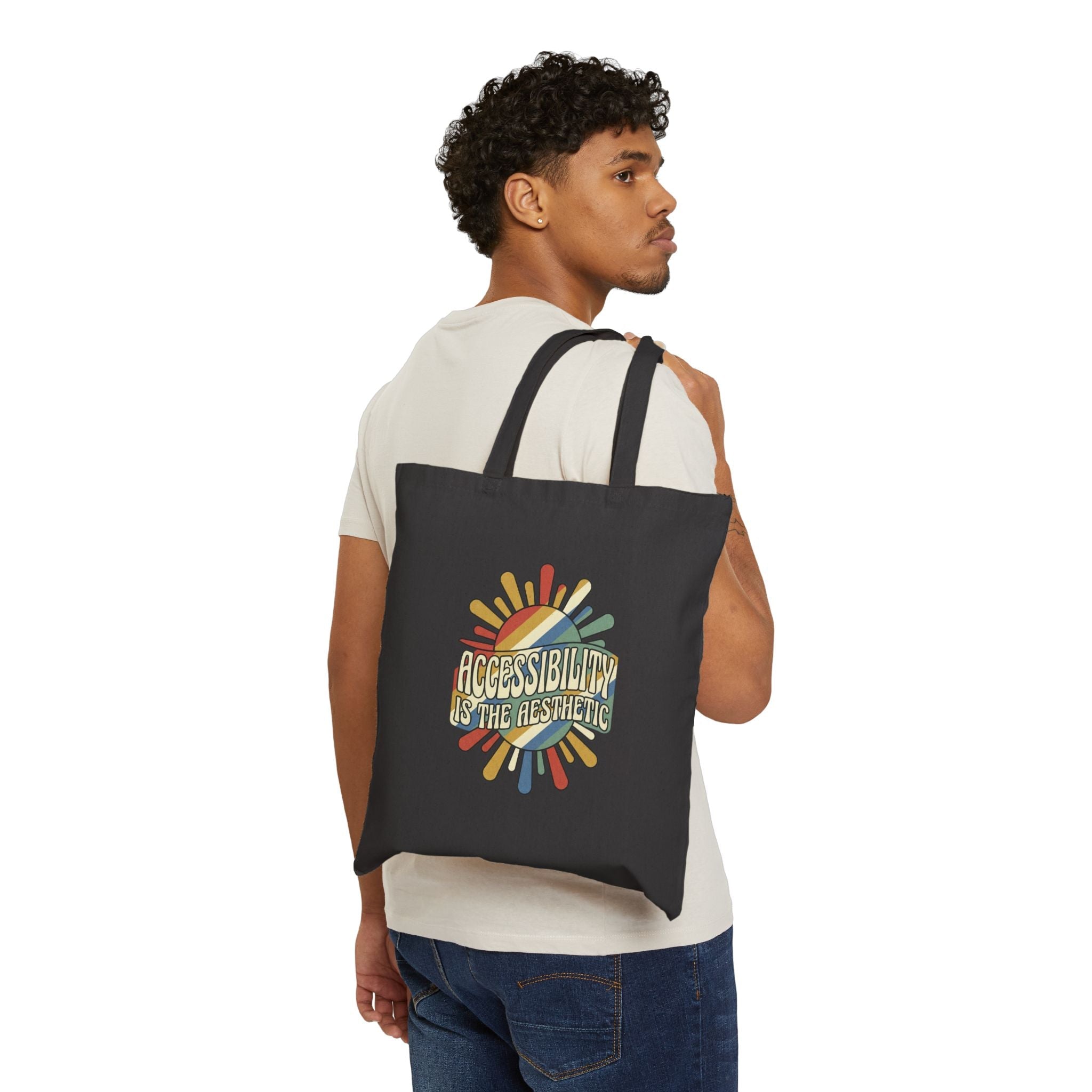 Sunburst Graphic on Cotton Canvas Tote Bag - Velqono