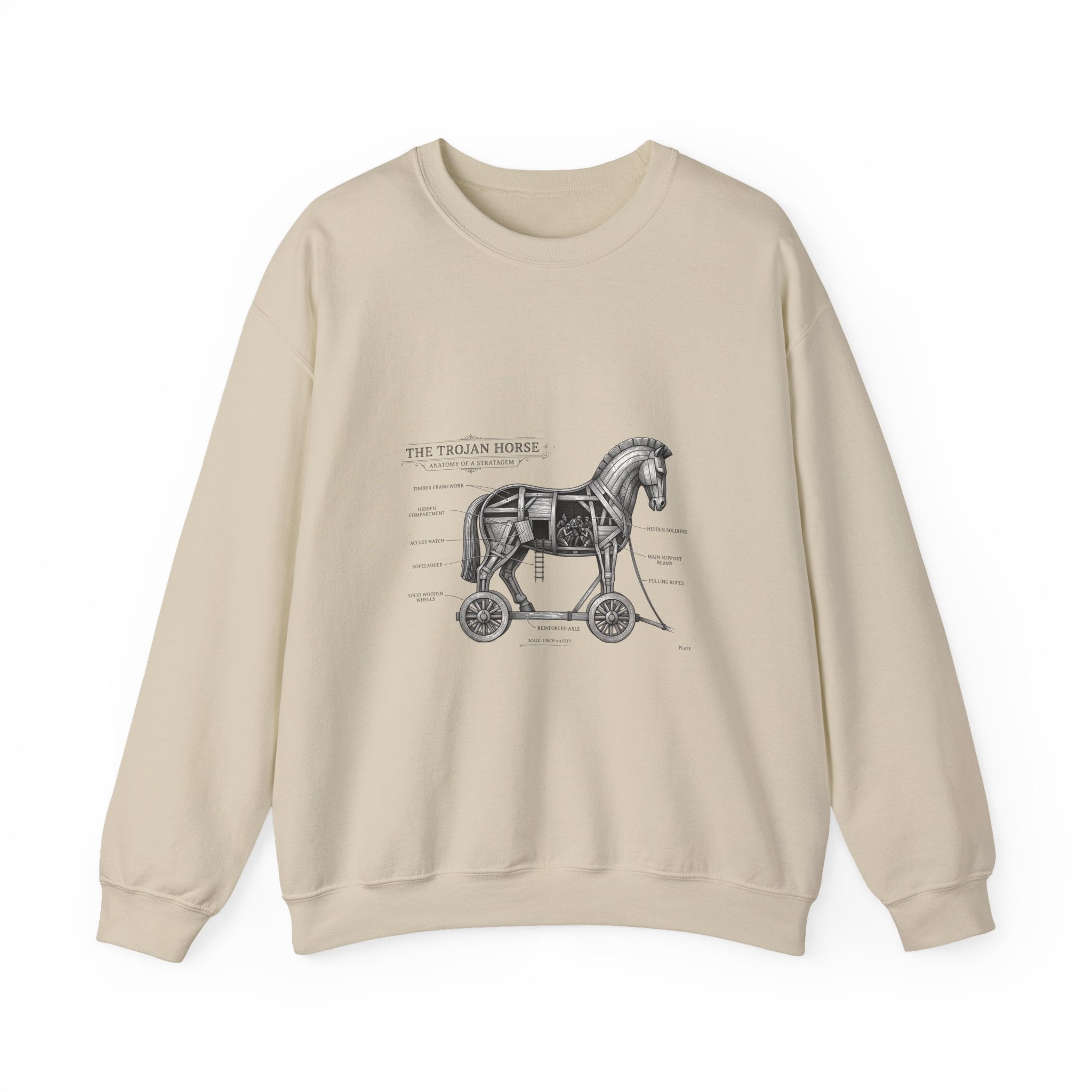 Trojan Horse Illustration Sweatshirt | Greek Mythology, Mythcore - Velqono