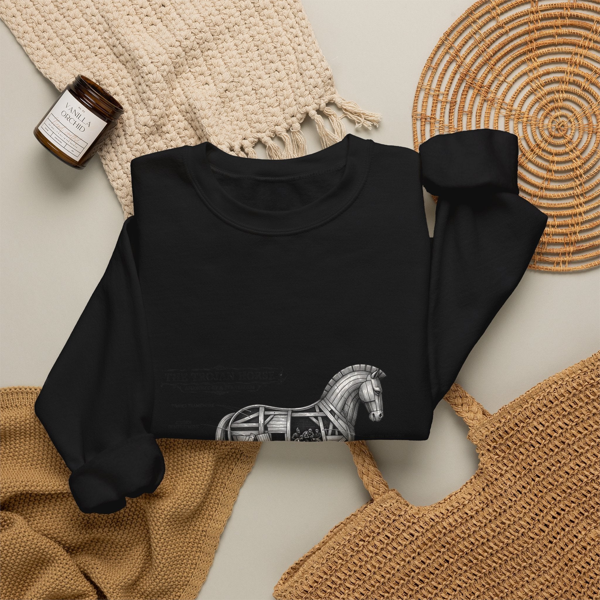 Trojan Horse Illustration Sweatshirt | Greek Mythology, Mythcore - Velqono