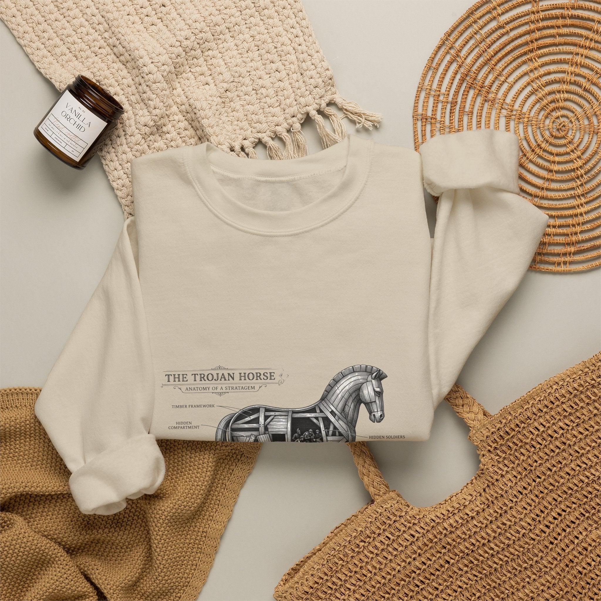 Trojan Horse Illustration Sweatshirt | Greek Mythology, Mythcore - Velqono