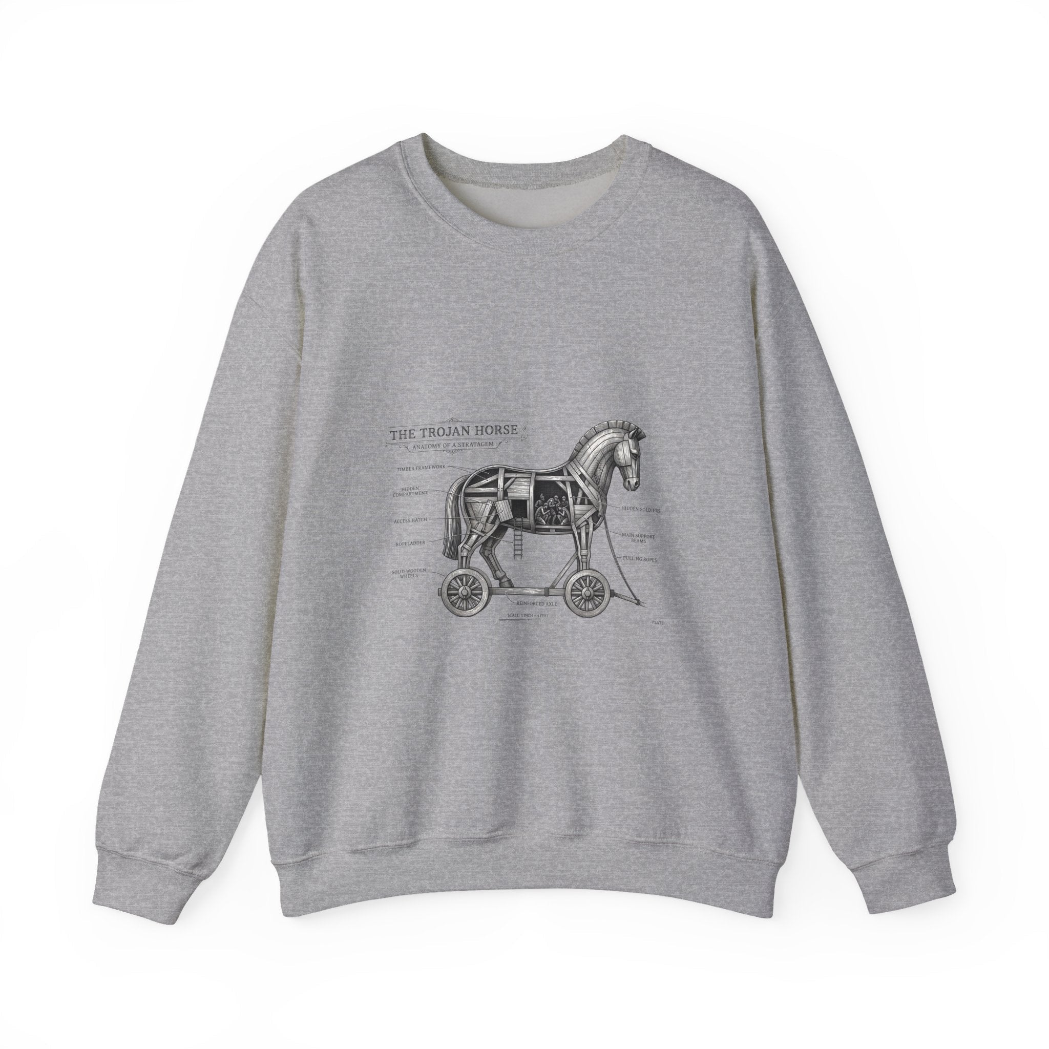 Trojan Horse Illustration Sweatshirt | Greek Mythology, Mythcore - Velqono