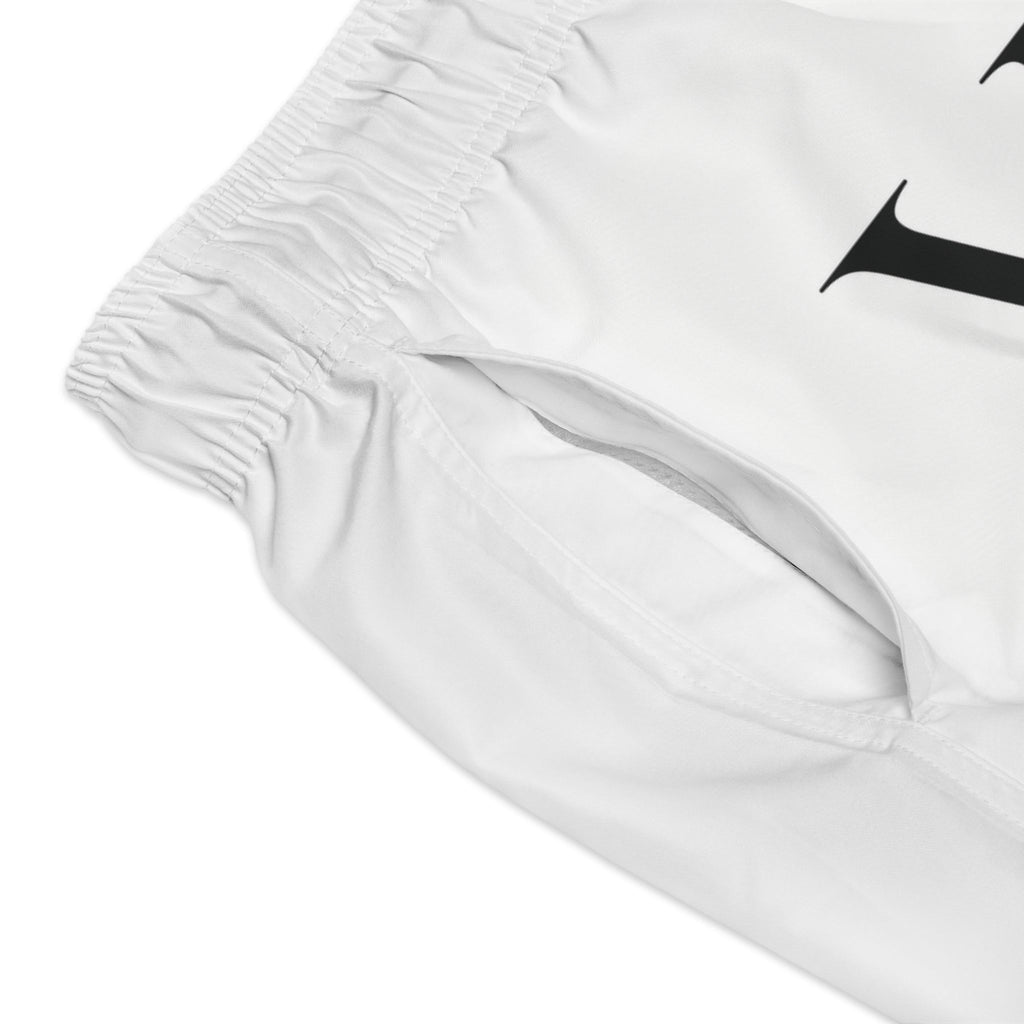 VQ Monogram Swim Trunks – Minimal White Beach Shorts - Velqono