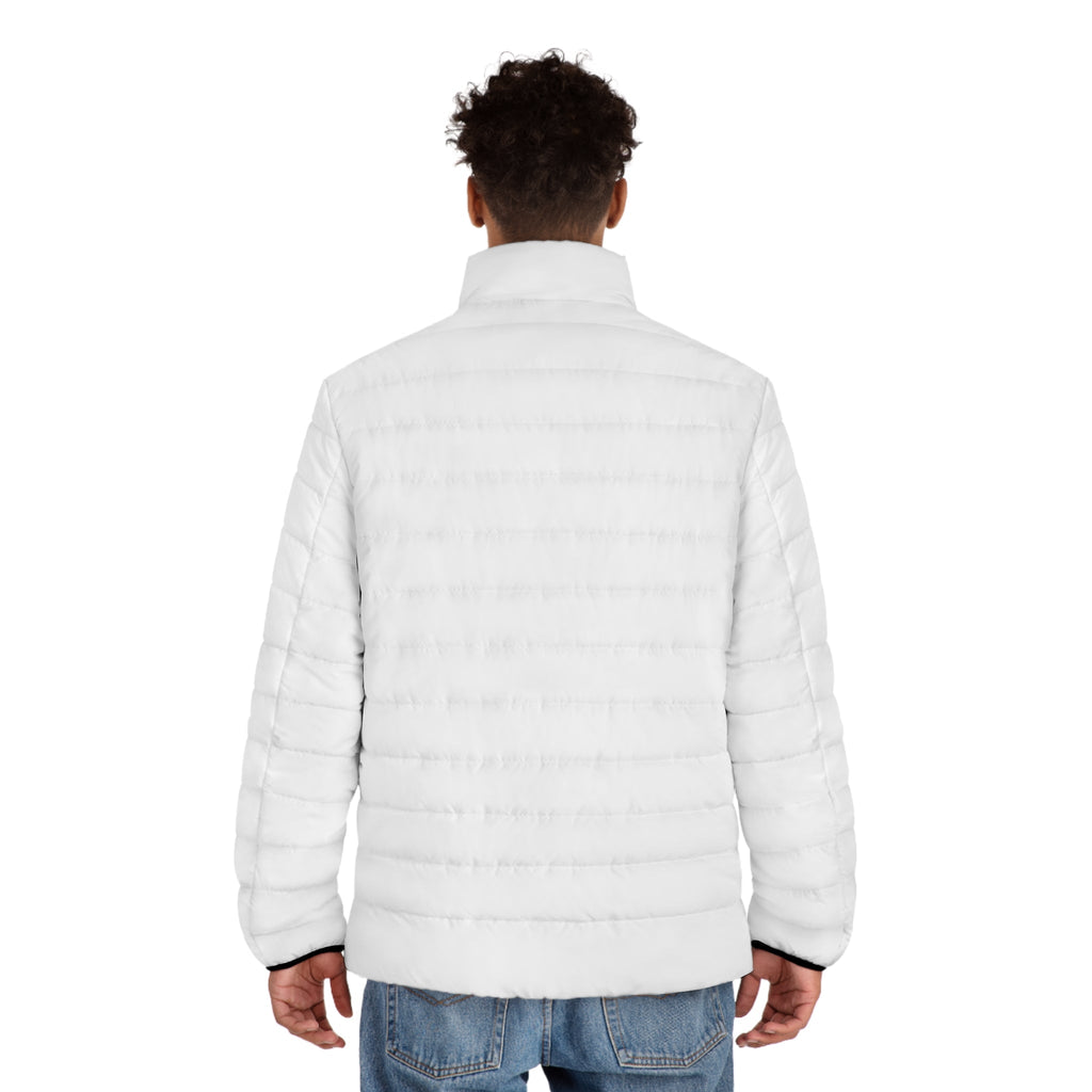White Men's Puffer Jacket — Lightweight Quilted Winter Coat - Velqono