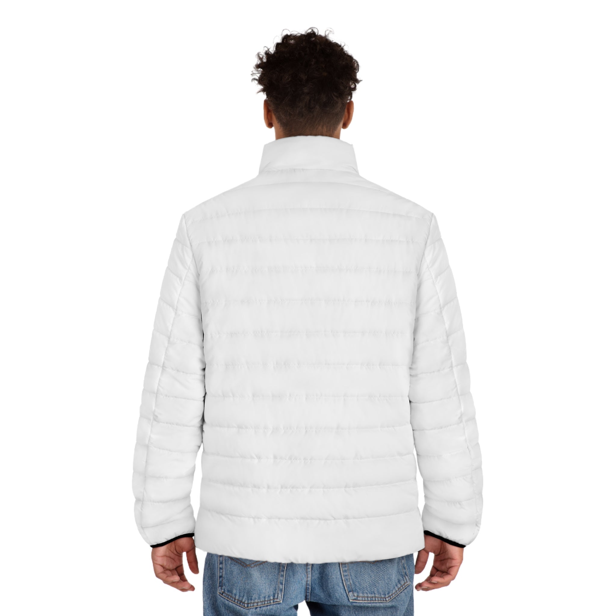 White Men's Puffer Jacket — Lightweight Quilted Winter Coat - Velqono