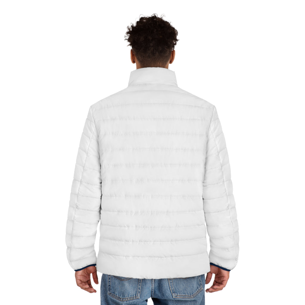 White Men's Puffer Jacket — Lightweight Quilted Winter Coat - Velqono