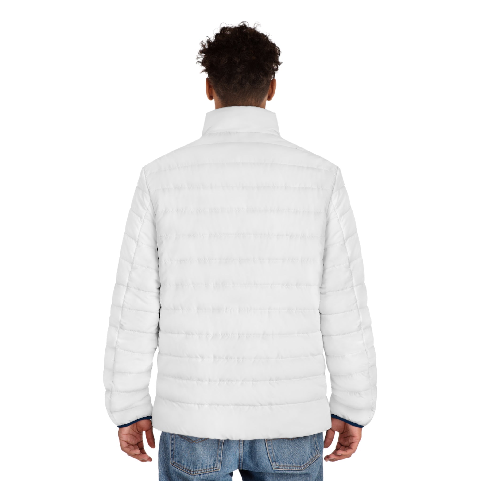 White Men's Puffer Jacket — Lightweight Quilted Winter Coat - Velqono