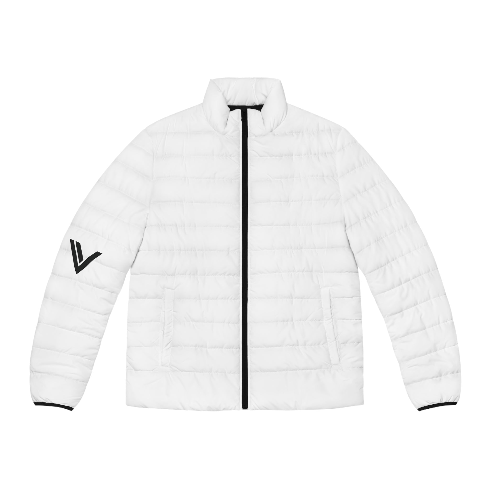 White Men's Puffer Jacket — Lightweight Quilted Winter Coat - Velqono
