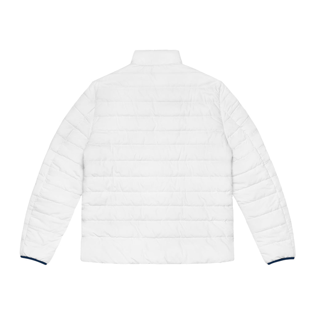 White Men's Puffer Jacket — Lightweight Quilted Winter Coat - Velqono