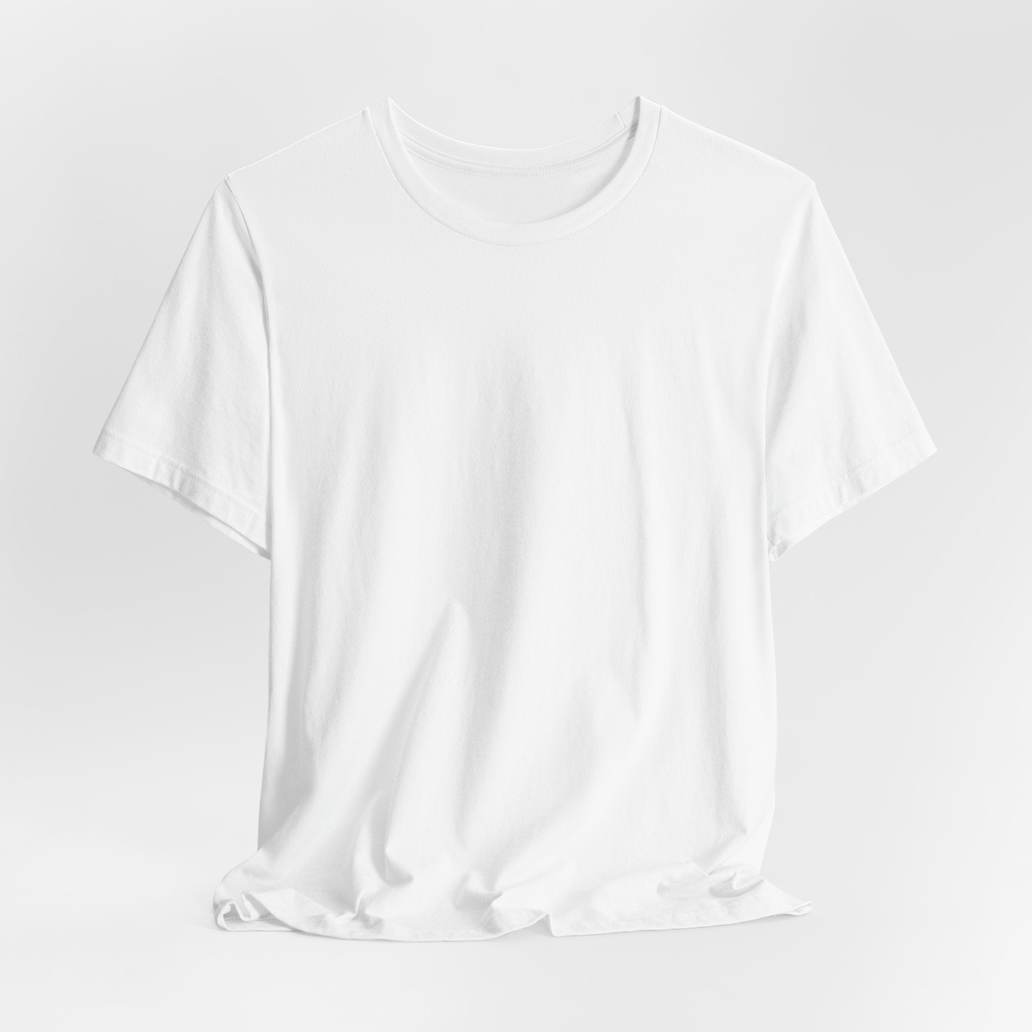 White t-shirt on a light gray background