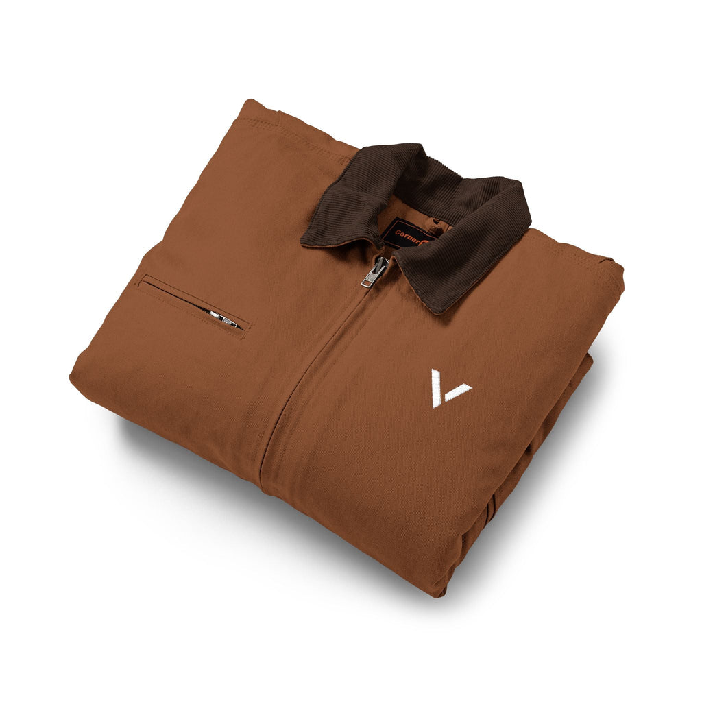 Work Jacket — Black Duck Cloth Jacket with Minimal V Logo - Velqono